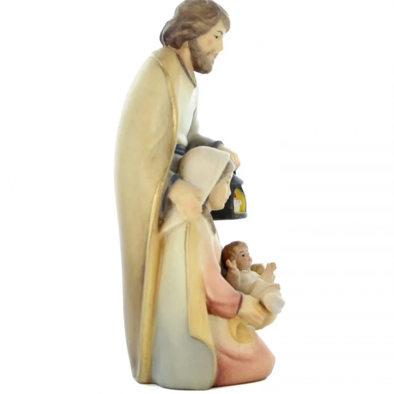 Palais du Rosaire Statue de la Sainte Famille en bois d'érable coloré en 10cm^ Crèche | Statue En Bois
