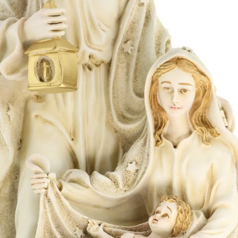 Palais du Rosaire Statue de la Sainte Famille en résine blanche patinée 40cm^ Statue De La Sainte Famille