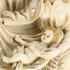Palais du Rosaire Statue de la Sainte Famille en résine blanche patinée 40cm^ Statue De La Sainte Famille