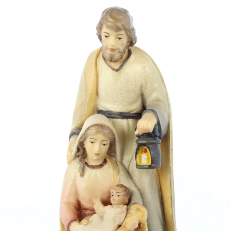 Palais du Rosaire Statue de la Sainte Famille en bois d'érable coloré en 10cm^ Crèche | Statue En Bois