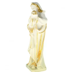 Palais du Rosaire Statue de la Vierge à l'Enfant en résine blanche et pailletée 19cm^ Autres Statues De La Vierge