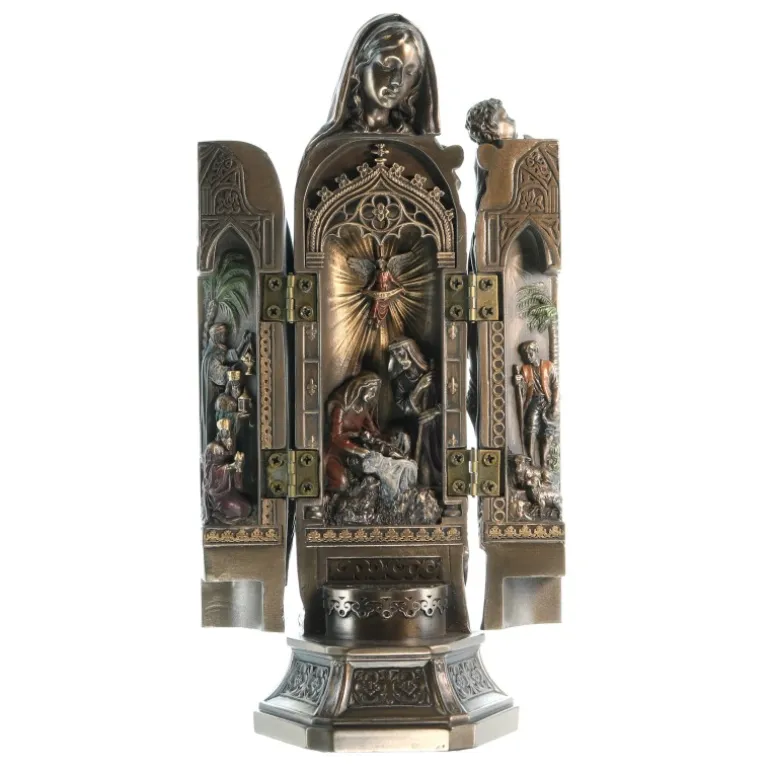 Palais du Rosaire Statue de la Vierge à l'Enfant bronze coulé à froid 20cm^ Statue Funéraire | Statue En Bronze Et Métal