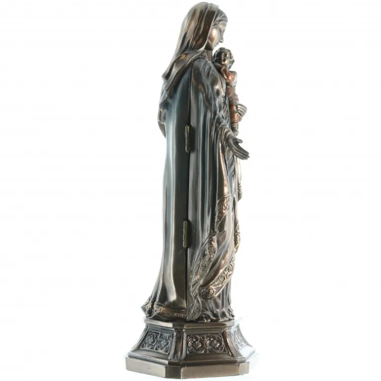 Palais du Rosaire Statue de la Vierge à l'Enfant bronze coulé à froid 20cm^ Statue Funéraire | Statue En Bronze Et Métal