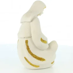 Palais du Rosaire Statue de la Vierge à l'enfant blanche et doré pailleté de 13cm^ Autres Statues De La Vierge