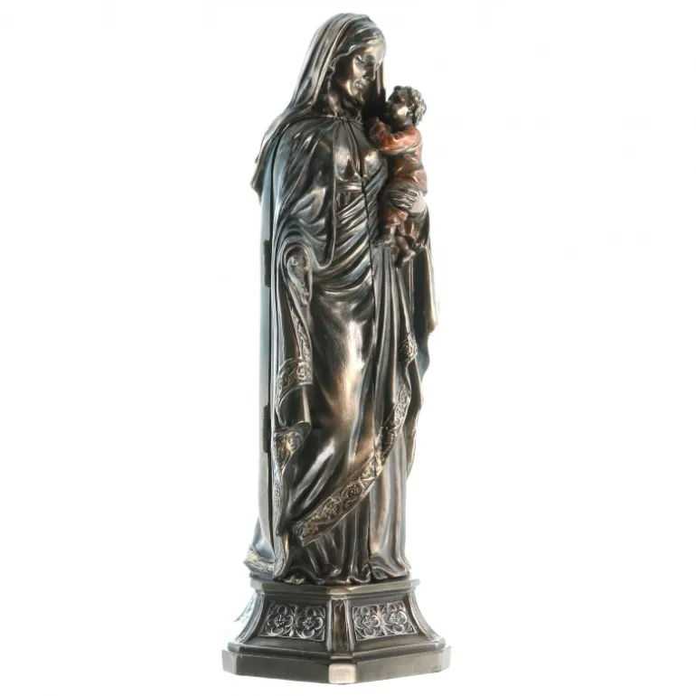 Palais du Rosaire Statue de la Vierge à l'Enfant bronze coulé à froid 20cm^ Statue Funéraire | Statue En Bronze Et Métal