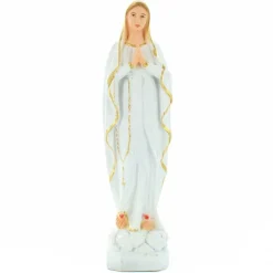 Palais du Rosaire Statue de la Vierge de Lourdes blanche et dorée 18cm^ Autres Statues De La Vierge