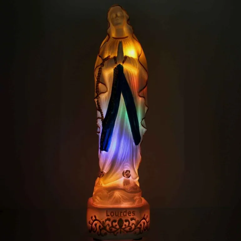 Palais du Rosaire Statue de la Vierge Marie lumineuse à pile en résine 31cm^ Statue Lumineuse