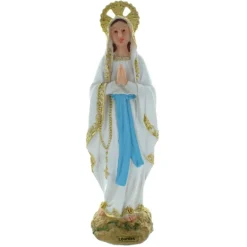 Palais du Rosaire Statue de la Vierge Marie colorée avec une auréole en résine 31cm^ Statue De Notre Dame De Lourdes