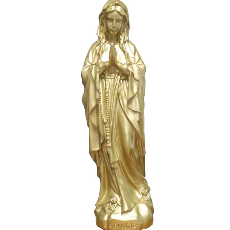 Palais du Rosaire Statue de la Vierge Marie dorée en résine 68cm^ Statue De Grande Taille