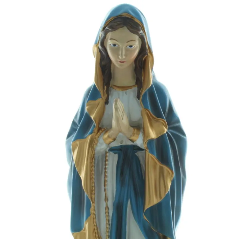 Palais du Rosaire Statue de la Vierge Marie en résine avec un voile bleu et doré 40cm^ Statue De Notre Dame De Lourdes