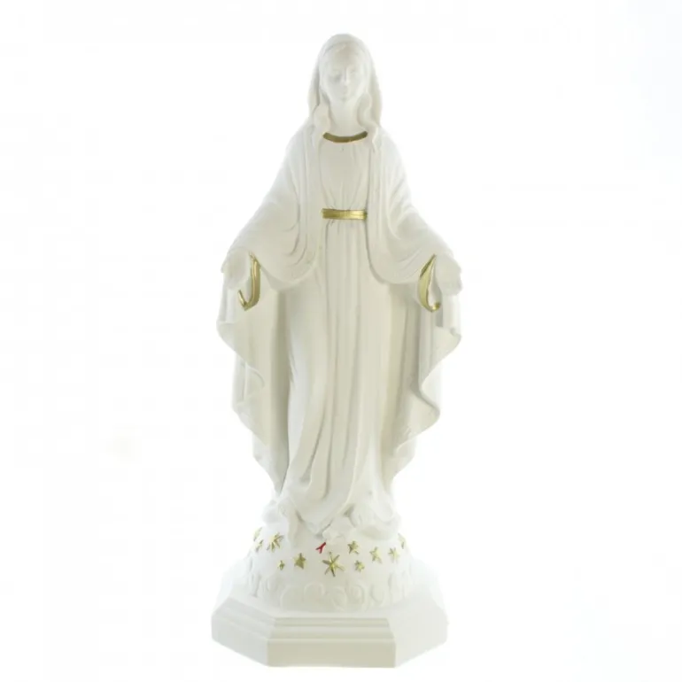 Palais du Rosaire Statue de la Vierge Miraculeuse blanche de 20cm en résine^ Statue Vierge Miraculeuse