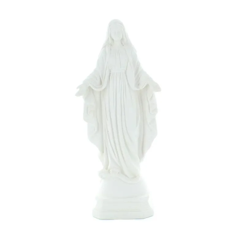 Palais du Rosaire Statue de la Vierge Miraculeuse 20cm en albâtre blanche^ Statue Vierge Miraculeuse