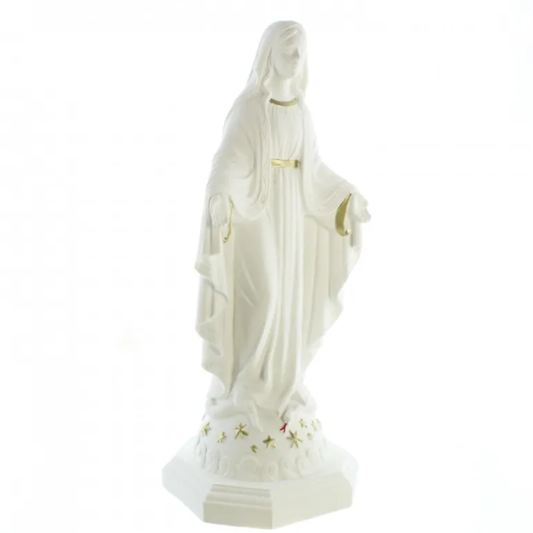 Palais du Rosaire Statue de la Vierge Miraculeuse blanche de 20cm en résine^ Statue Vierge Miraculeuse
