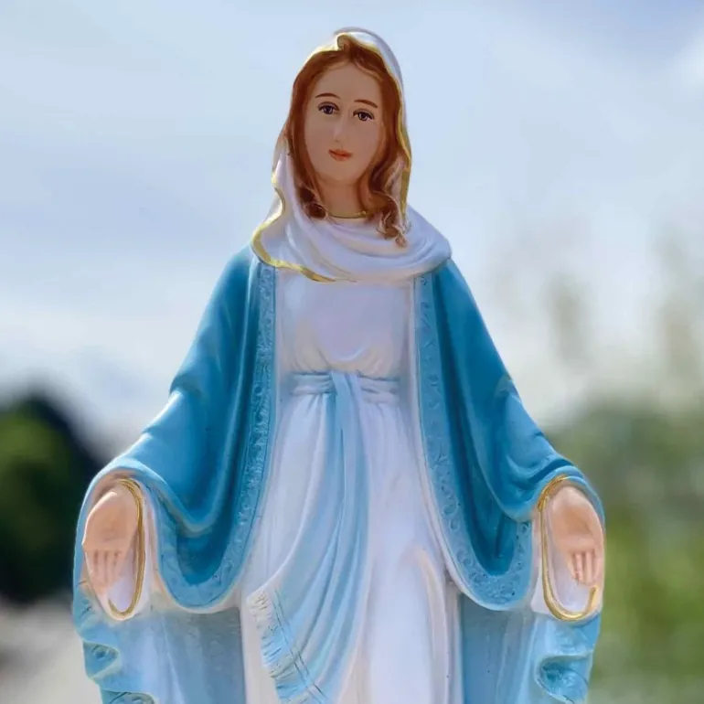 Palais du Rosaire Statue de la Vierge Miraculeuse 40cm en résine colorée^ Statue Vierge Miraculeuse