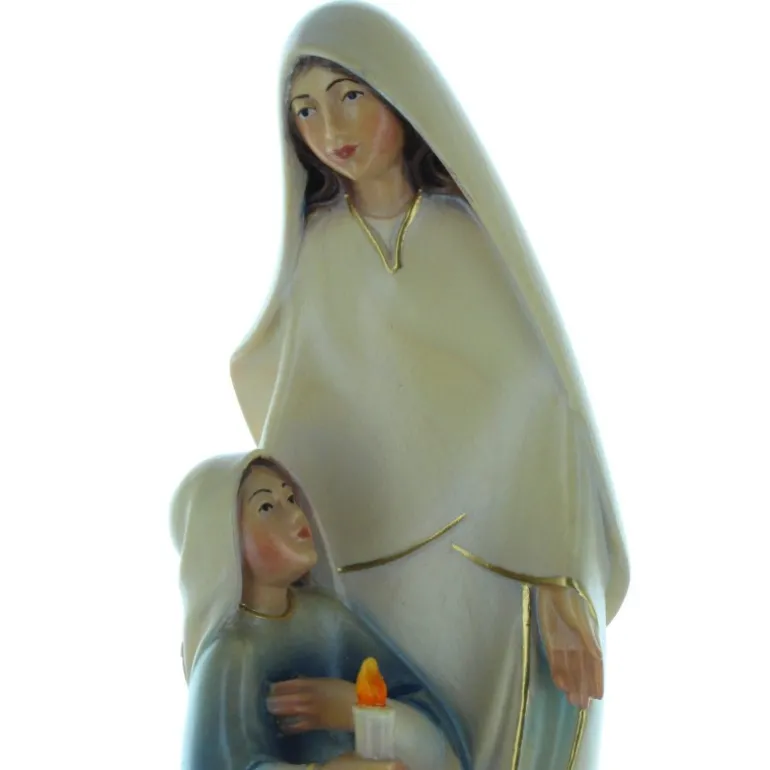 Palais du Rosaire Statue de l'Apparition de Lourdes en bois de hêtre coloré 17cm^ Statue En Bois