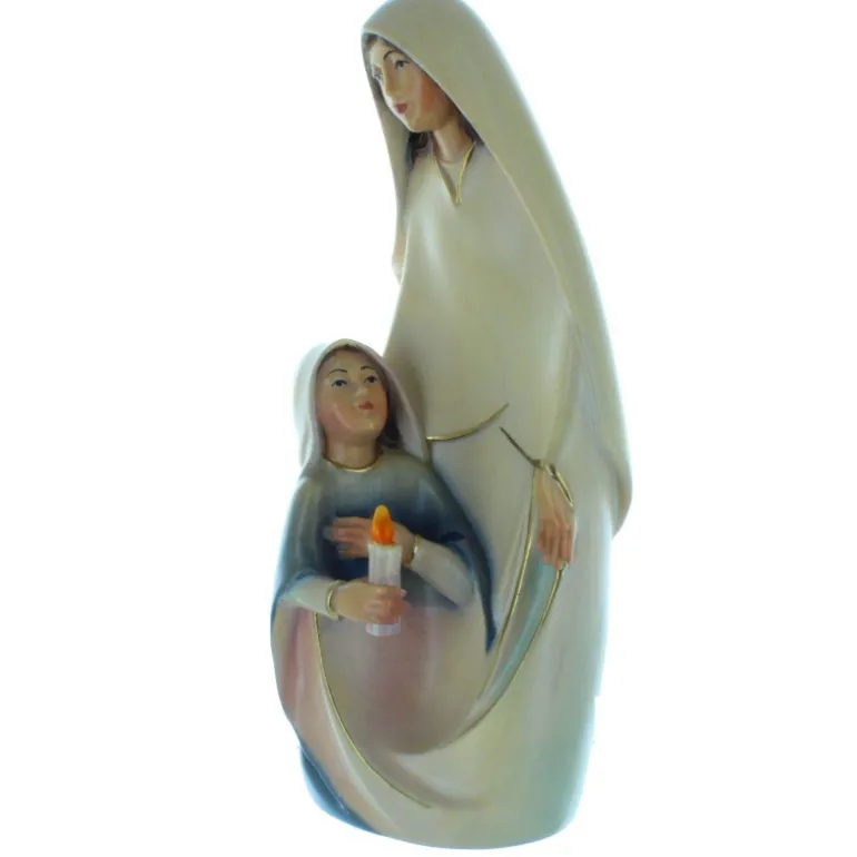 Palais du Rosaire Statue de l'Apparition de Lourdes en bois de hêtre coloré 17cm^ Statue En Bois