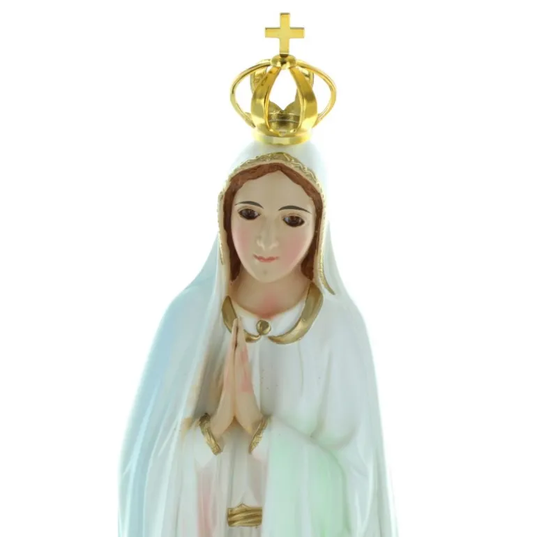Palais du Rosaire Statue de Notre Dame de Fatima en résine avec des brillants 45cm^ Statue Vierge De Fatima
