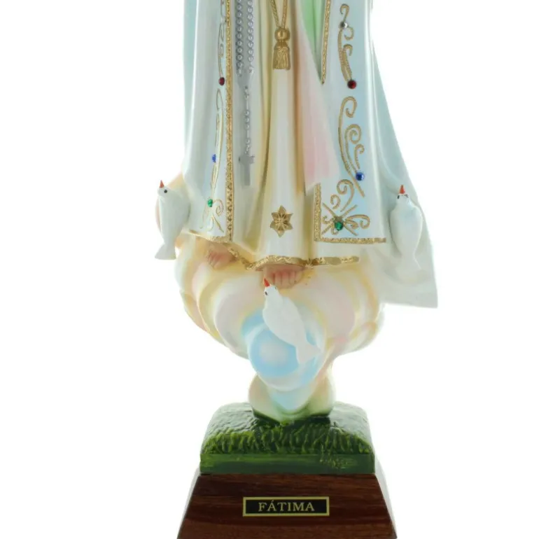 Palais du Rosaire Statue de Notre Dame de Fatima en résine avec des brillants 45cm^ Statue Vierge De Fatima