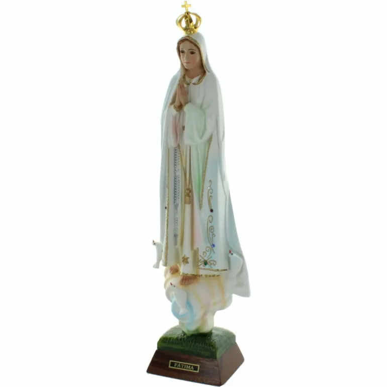 Palais du Rosaire Statue de Notre Dame de Fatima en résine avec des brillants 45cm^ Statue Vierge De Fatima