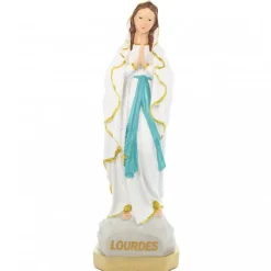 Palais du Rosaire Statue de Notre Dame de Lourdes avec liseret pailleté doré en résine de 60cm^ Statue De Grande Taille | Statue De Notre Dame De Lourdes