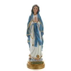 Palais du Rosaire Statue de Notre Dame de Lourdes vêtue d'un manteau bleu 23cm^ Statue De Notre Dame De Lourdes