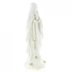 Palais du Rosaire Statue de Notre Dame de Lourdes de 20cm en résine blanche^ Statue De Notre Dame De Lourdes