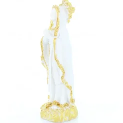 Palais du Rosaire Statue de Notre Dame de Lourdes blanche à paillettes dorées de 12cm^ Statue De Notre Dame De Lourdes