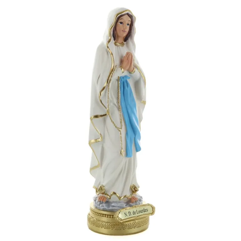 Palais du Rosaire Statue de Notre Dame de Lourdes en résine colorée 22cm^ Statue De Notre Dame De Lourdes