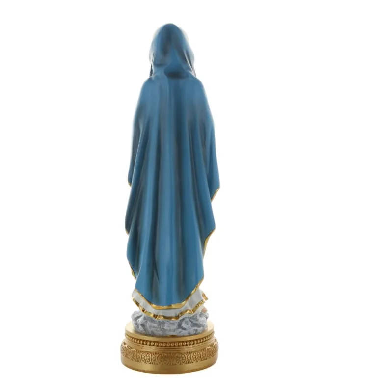 Palais du Rosaire Statue de Notre Dame de Lourdes vêtue d'un manteau bleu 23cm^ Statue De Notre Dame De Lourdes