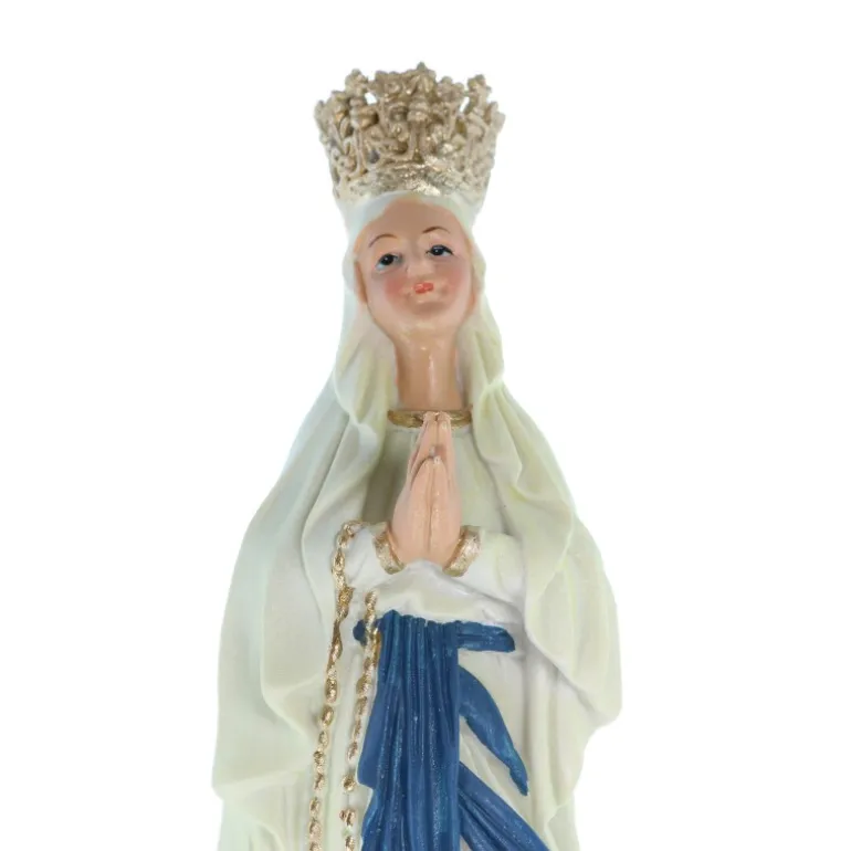 Palais du Rosaire Statue de Notre Dame de Lourdes couronnée en résine de 25cm^ Statue De Notre Dame De Lourdes