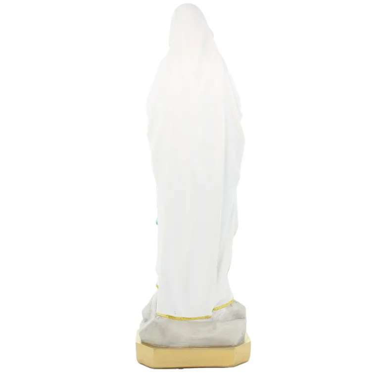 Palais du Rosaire Statue de Notre Dame de Lourdes avec liseret pailleté doré en résine de 60cm^ Statue De Grande Taille | Statue De Notre Dame De Lourdes