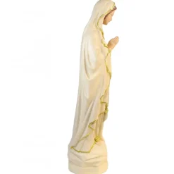 Palais du Rosaire Statue de Notre Dame de Lourdes en résine imitation bois et paillettes 60 cm^ Statue De Notre Dame De Lourdes