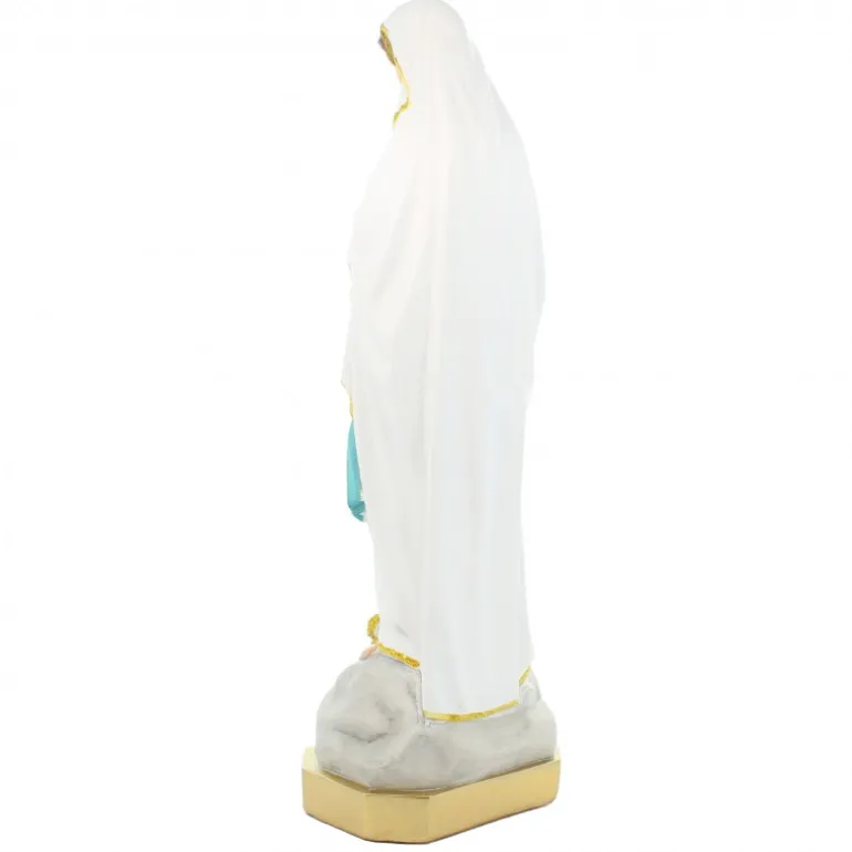 Palais du Rosaire Statue de Notre Dame de Lourdes avec liseret pailleté doré en résine de 60cm^ Statue De Grande Taille | Statue De Notre Dame De Lourdes