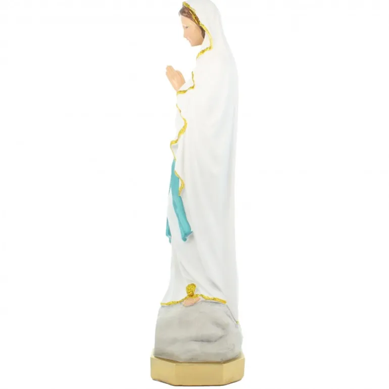 Palais du Rosaire Statue de Notre Dame de Lourdes avec liseret pailleté doré en résine de 60cm^ Statue De Grande Taille | Statue De Notre Dame De Lourdes