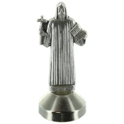 Palais du Rosaire Statue de Saint Benoît en métal avec un socle aimanté 5cm^ Statue De Saint Benoît