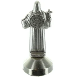 Palais du Rosaire Statue de Saint Benoît en métal avec un socle aimanté 5cm^ Statue De Saint Benoît