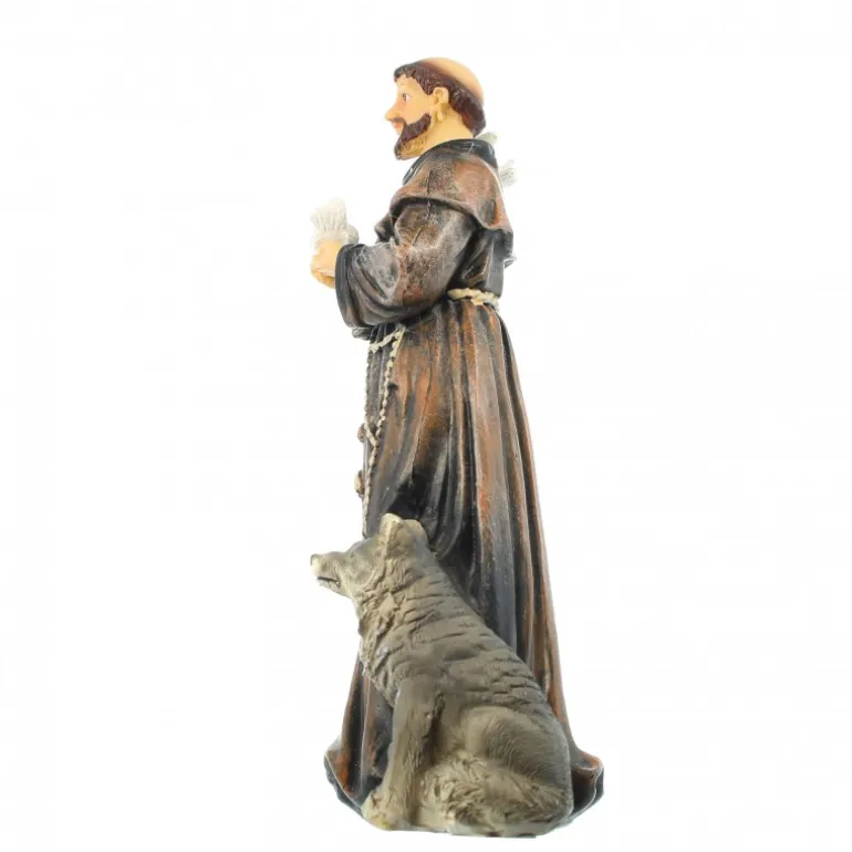 Palais du Rosaire Statue de Saint François d'Assise au loup en résine de 20cm^ Autres Statues De Saints