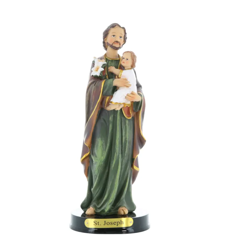 Palais du Rosaire Statue de Saint Joseph à l'enfant en résine colorée 22cm^ Statue De Saint Joseph