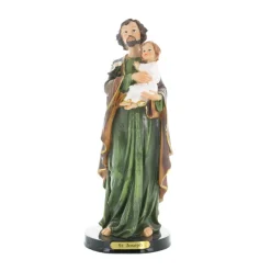Palais du Rosaire Statue de Saint Joseph à l'enfant en résine colorée 31cm^ Statue De Saint Joseph