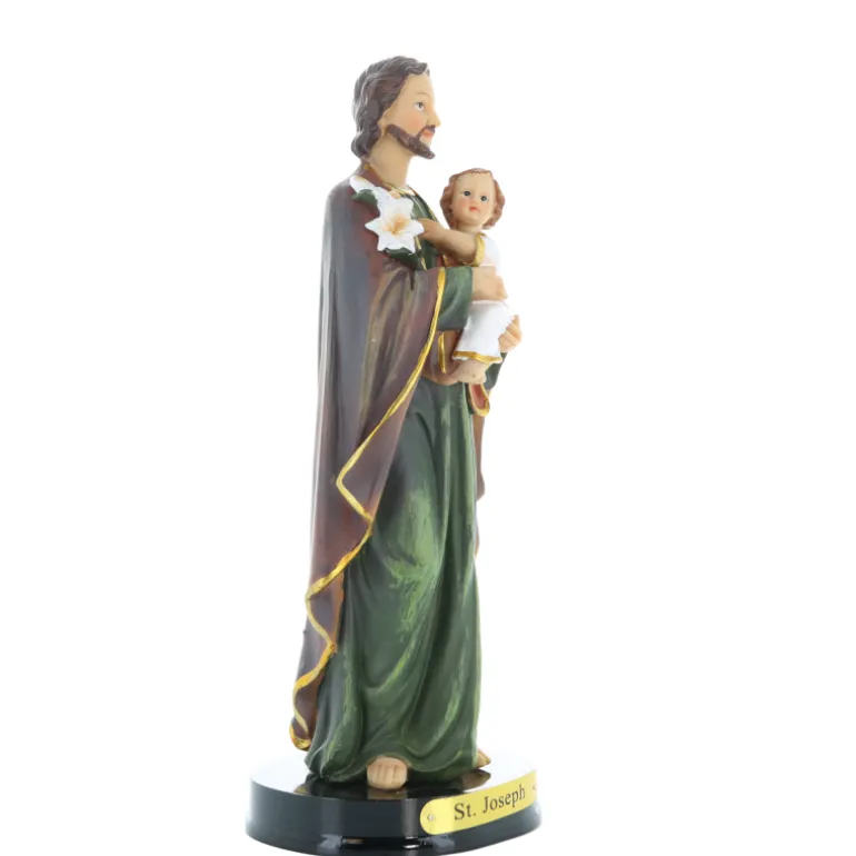 Palais du Rosaire Statue de Saint Joseph à l'enfant en résine colorée 22cm^ Statue De Saint Joseph