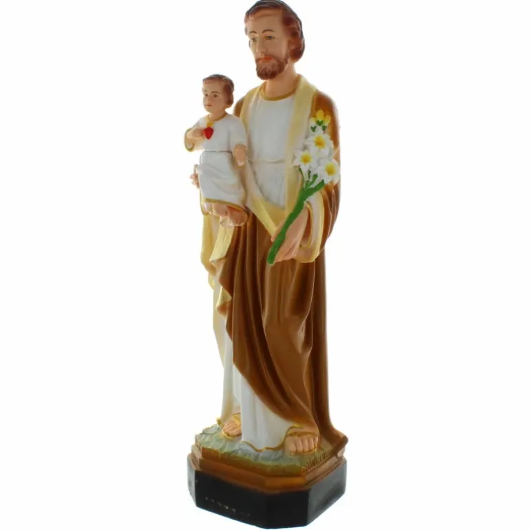 Palais du Rosaire Statue de Saint Joseph à l'Enfant Jésus en résine colorée 40cm^ Statue De Saint Joseph