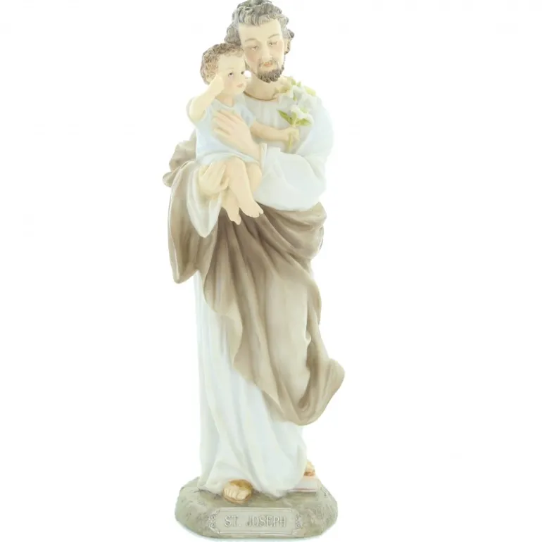Palais du Rosaire Statue de Saint Joseph de 21cm en résine peinte à la main^ Statue De Saint Joseph