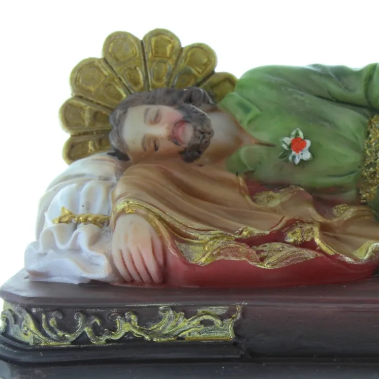 Palais du Rosaire Statue de Saint Joseph qui dort en résine colorée 12cm^ Statue De Saint Joseph