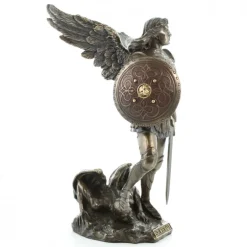 Palais du Rosaire Statue de Saint Michel contre le démon, bronze coulé à froid 23cm^ Statue En Bronze Et Métal | Statue De Saint Michel