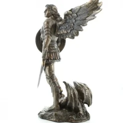 Palais du Rosaire Statue de Saint Michel contre le démon, bronze coulé à froid 23cm^ Statue En Bronze Et Métal | Statue De Saint Michel