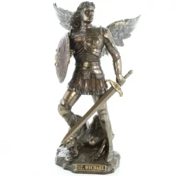 Palais du Rosaire Statue de Saint Michel contre le démon, bronze coulé à froid 23cm^ Statue En Bronze Et Métal | Statue De Saint Michel