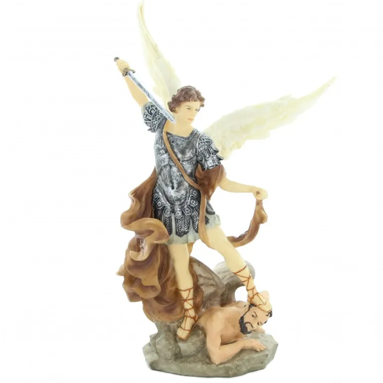 Palais du Rosaire Statue de Saint Michel de 26cm en résine peinte à la main^ Statue De Saint Michel