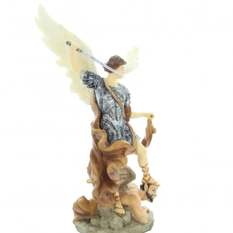 Palais du Rosaire Statue de Saint Michel de 26cm en résine peinte à la main^ Statue De Saint Michel