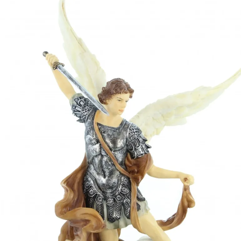 Palais du Rosaire Statue de Saint Michel de 26cm en résine peinte à la main^ Statue De Saint Michel