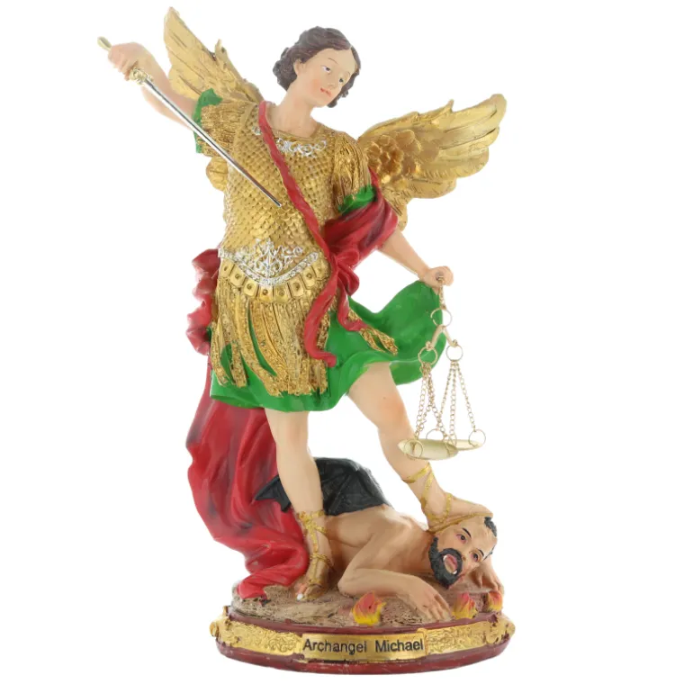Palais du Rosaire statue de Saint Michel en résine colorée 30cm^ Statue Ange | Statue De Saint Michel